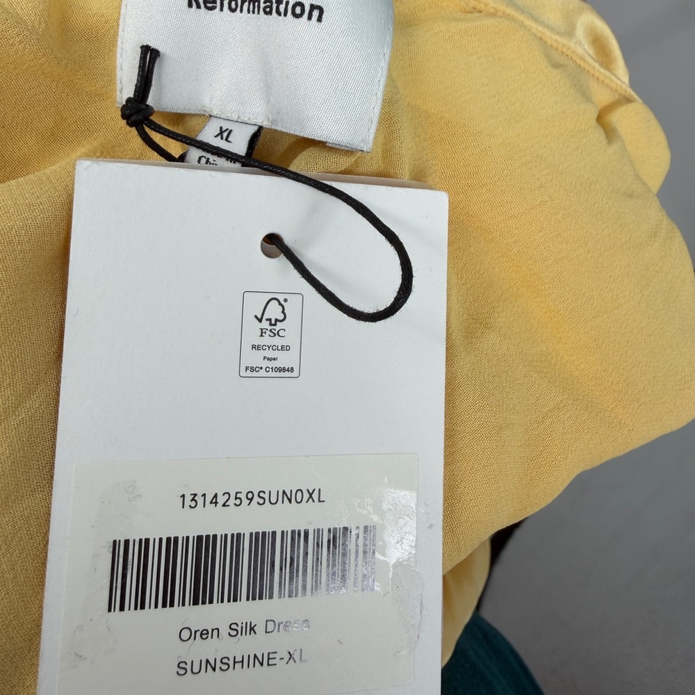 Reformation Oren Silk Strapless Maxi Dress Sunshine Yellow NWT XL - Picture 7 of 8